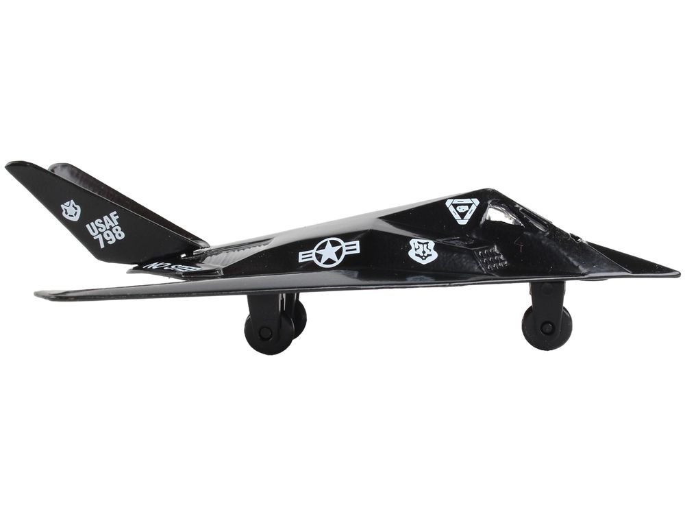 Lockheed F-117 Nighthawk Stealth Aircraft Black "United States Air Force" with Runway Section Diecast Model Airplane by Runway24 view 2