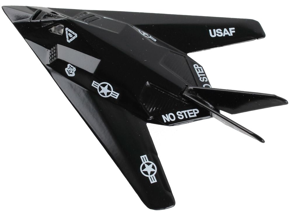Lockheed F-117 Nighthawk Stealth Aircraft Black "United States Air Force" with Runway Section Diecast Model Airplane by Runway24 view 3