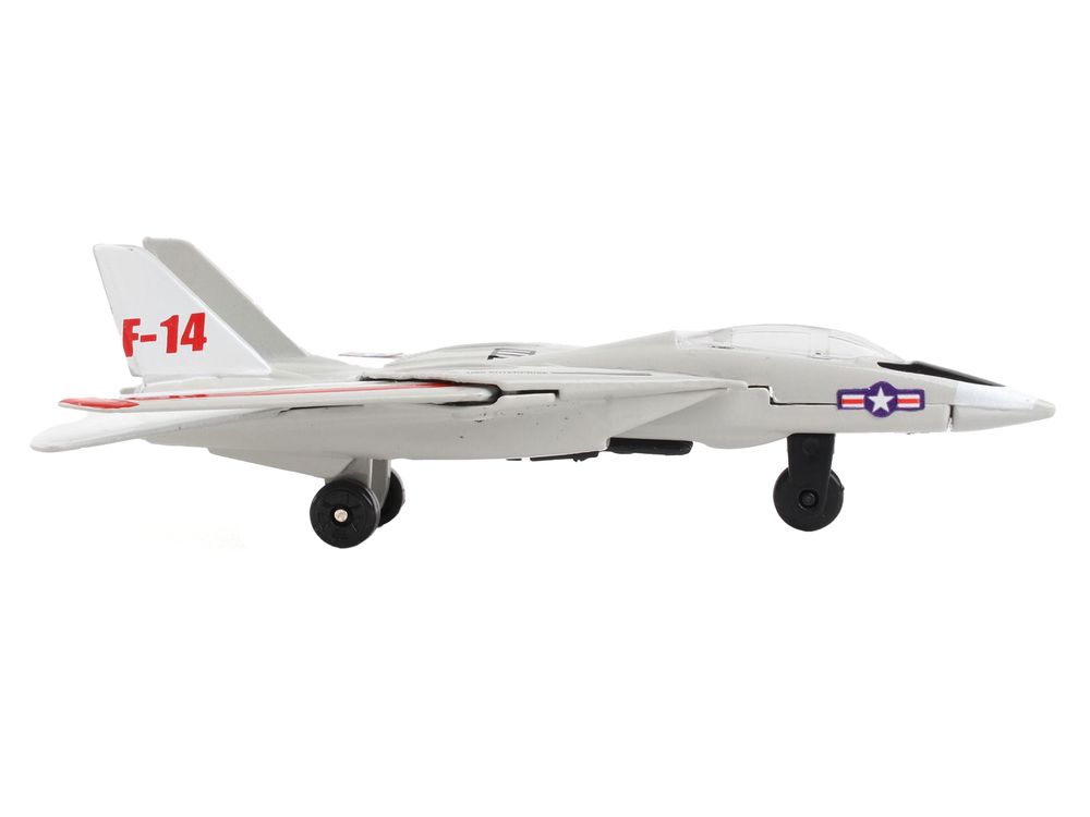 Grumman F-14 Tomcat Fighter Aircraft Gray with Red Stripes "United States Navy Test Aircraft" with Runway Section Diecast Model Airplane by Runway24 view 2