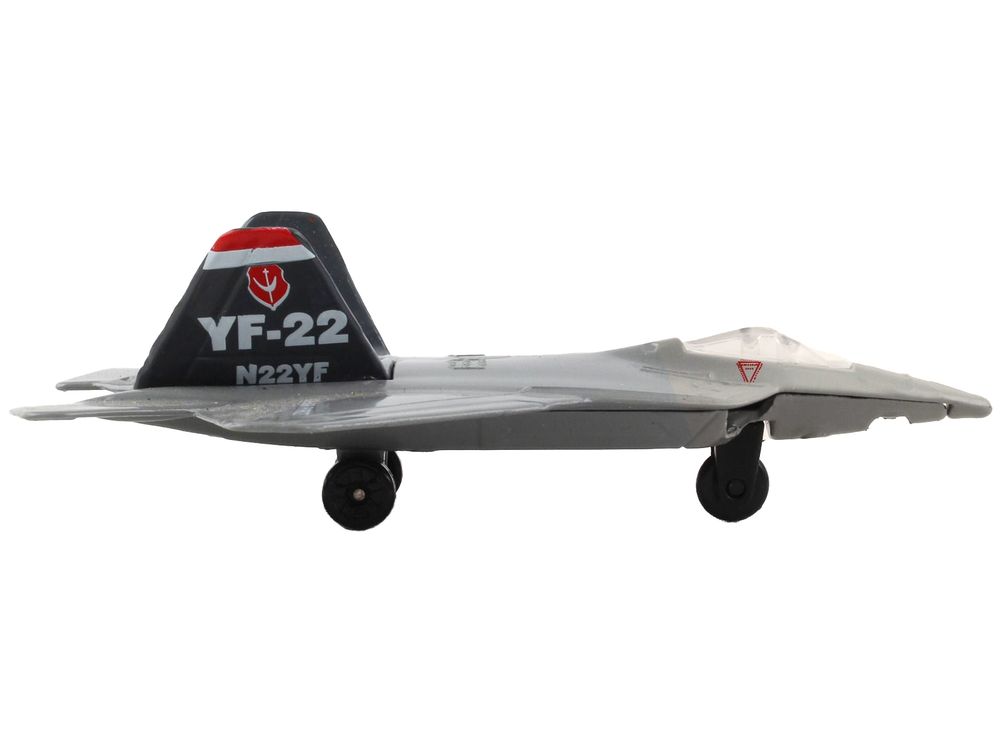 Lockheed Martin F-22 Raptor Stealth Aircraft Gray "United States Air Force YF-22" with Runway Section Diecast Model Airplane by Runway24 view 2