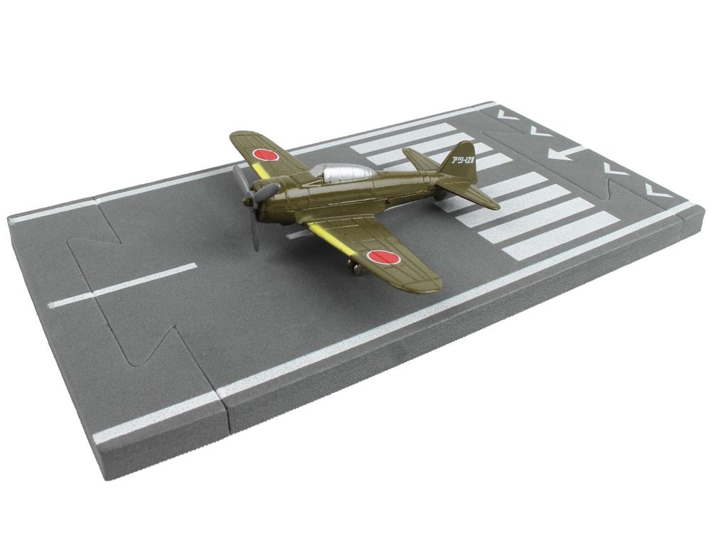 Mitsubishi A6M Zero Fighter Aircraft Green "Imperial Japanese Navy Air Service" with Runway Section Diecast Model Airplane by Runway24 view 2