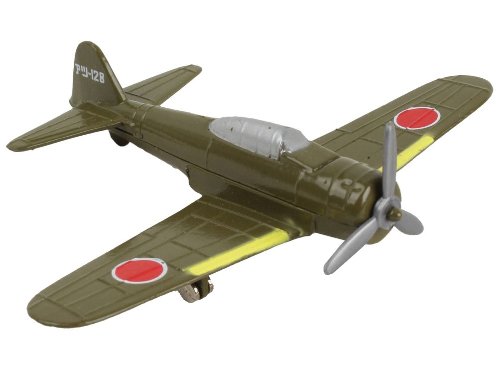 Mitsubishi A6M Zero Fighter Aircraft Green "Imperial Japanese Navy Air Service" with Runway Section Diecast Model Airplane by Runway24 view 3