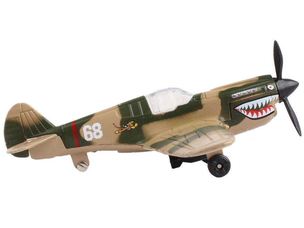 Curtiss P-40 Warhawk Fighter Aircraft Camouflage "Flying Tigers-First American Volunteer Group" with Runway Section Diecast Model Airplane by Runway24 view 2