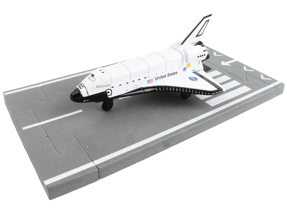 NASA "Discovery" Space Shuttle White "United States" with Runway Section Diecast Model Airplane by Runway24 view 2