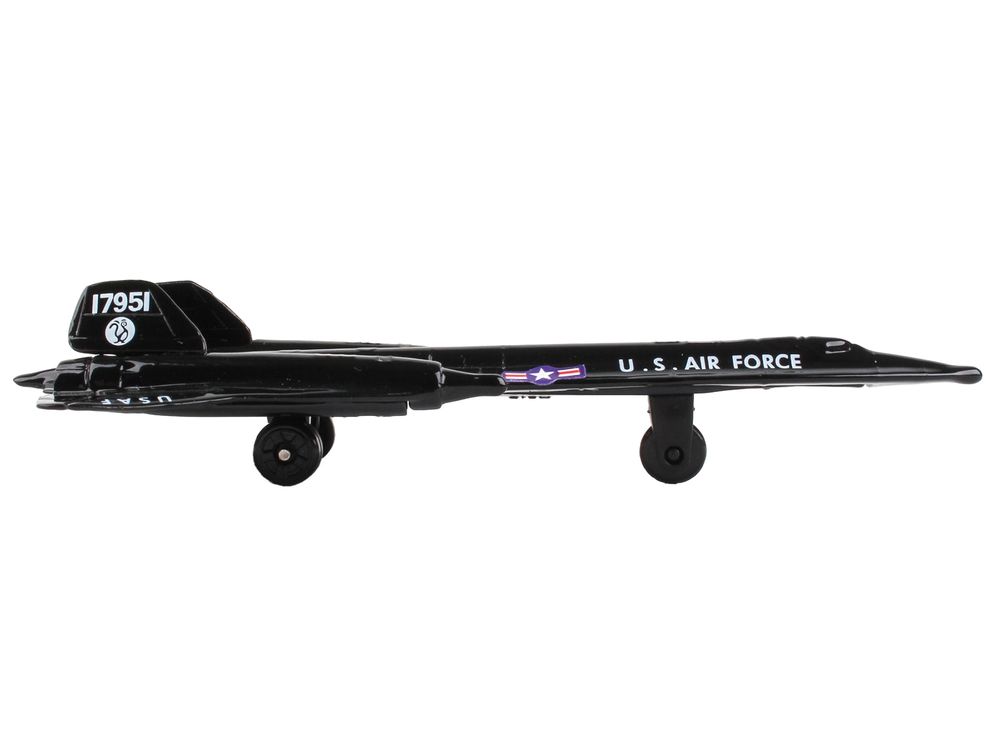 Lockheed SR-71 Blackbird Aircraft Black "United States Air Force" with Runway Section Diecast Model Airplane by Runway24 view 2