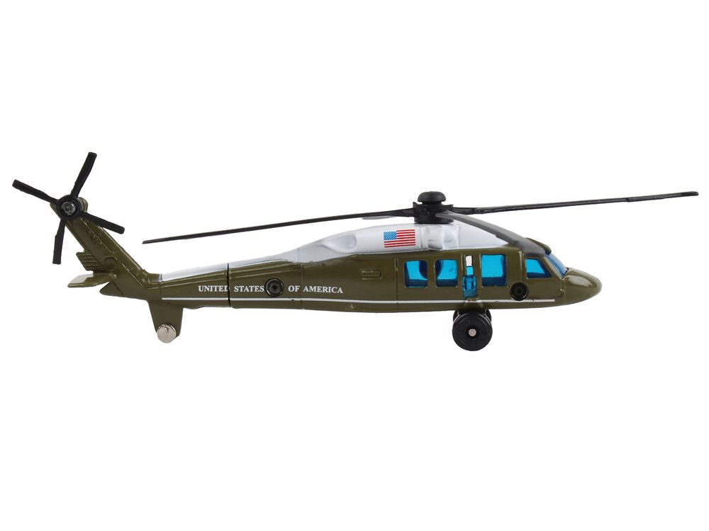 Sikorsky VH-60 White Hawk Helicopter Olive Drab with White Top "United States Presidential Helicopter - Marine One" with Runway Section Diecast Model by Runway24 view 2