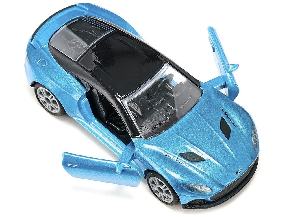 Aston Martin DBS Superleggera Blue Metallic with Black Top Diecast Model Car by Siku view 2
