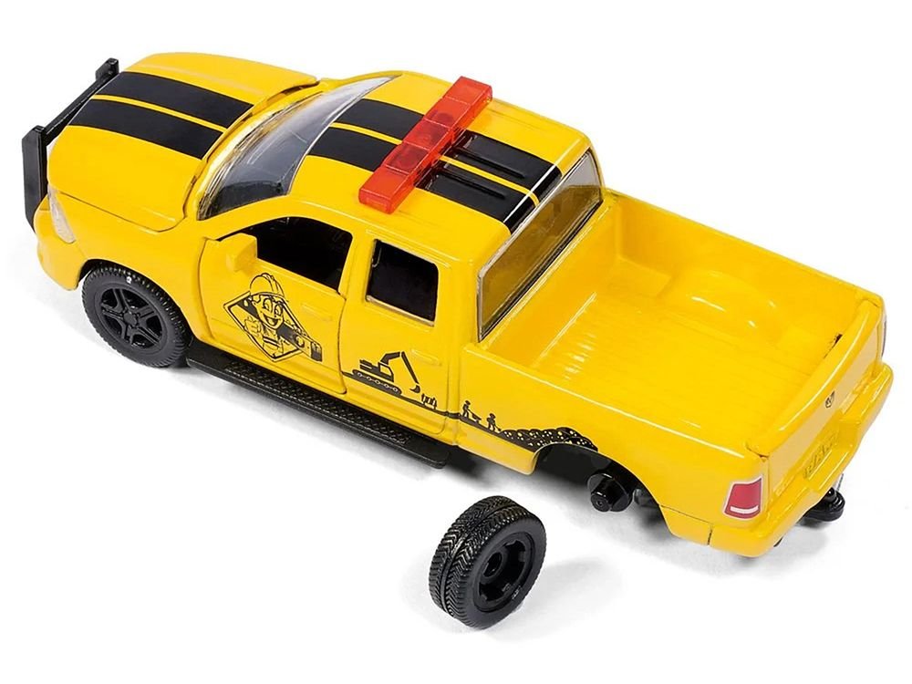 Ram 1500 Pickup Truck Yellow with Compressor Trailer and Worker Figure with Accessories Set 1/50 Diecast Models by Siku view 5