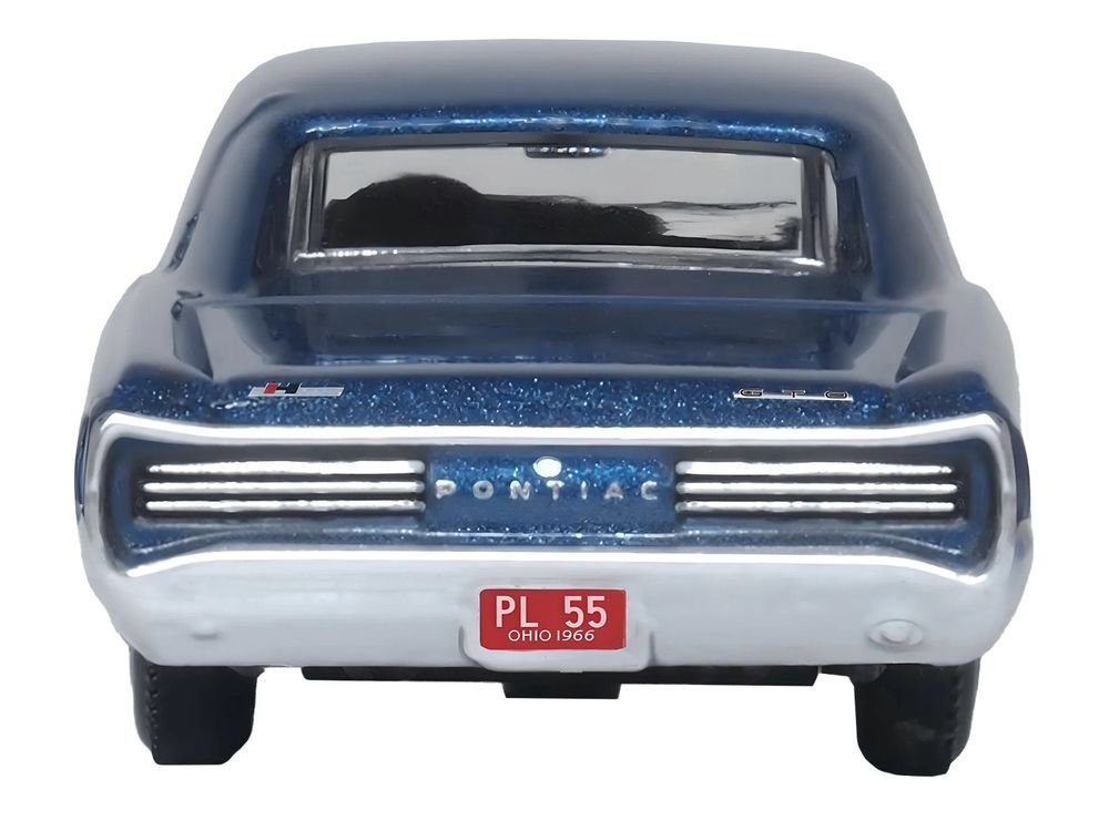 1966 Pontiac GTO Fontaine Blue Metallic 1/87 (HO) Scale Diecast Model Car by Oxford Diecast view 4
