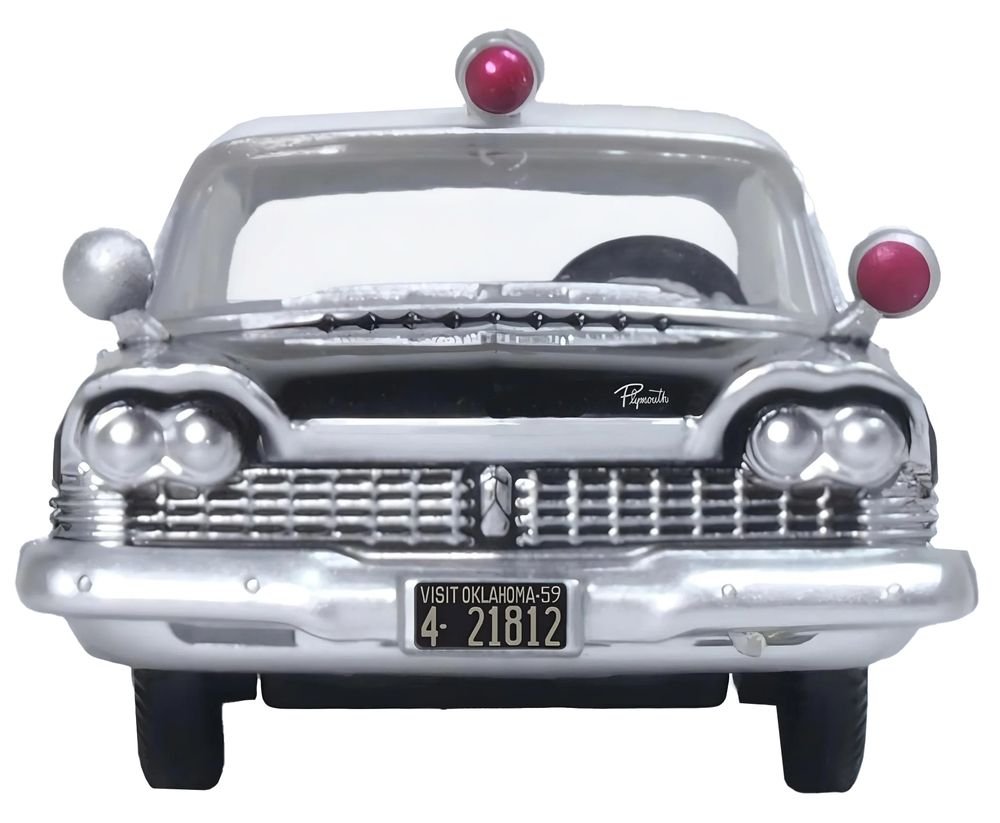 1959 Plymouth Savoy Black and White "Oklahoma Highway Patrol" 1/87 (HO) Scale Diecast Model Car by Oxford Diecast view 3