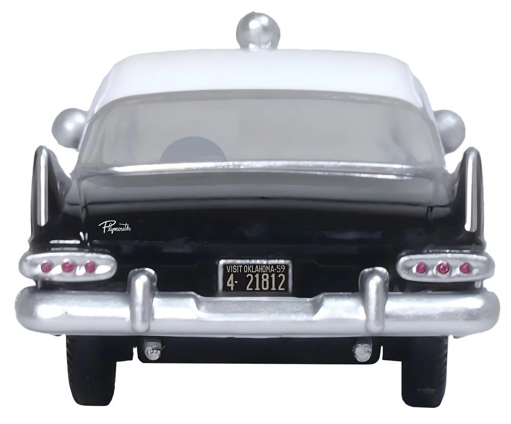1959 Plymouth Savoy Black and White "Oklahoma Highway Patrol" 1/87 (HO) Scale Diecast Model Car by Oxford Diecast view 4