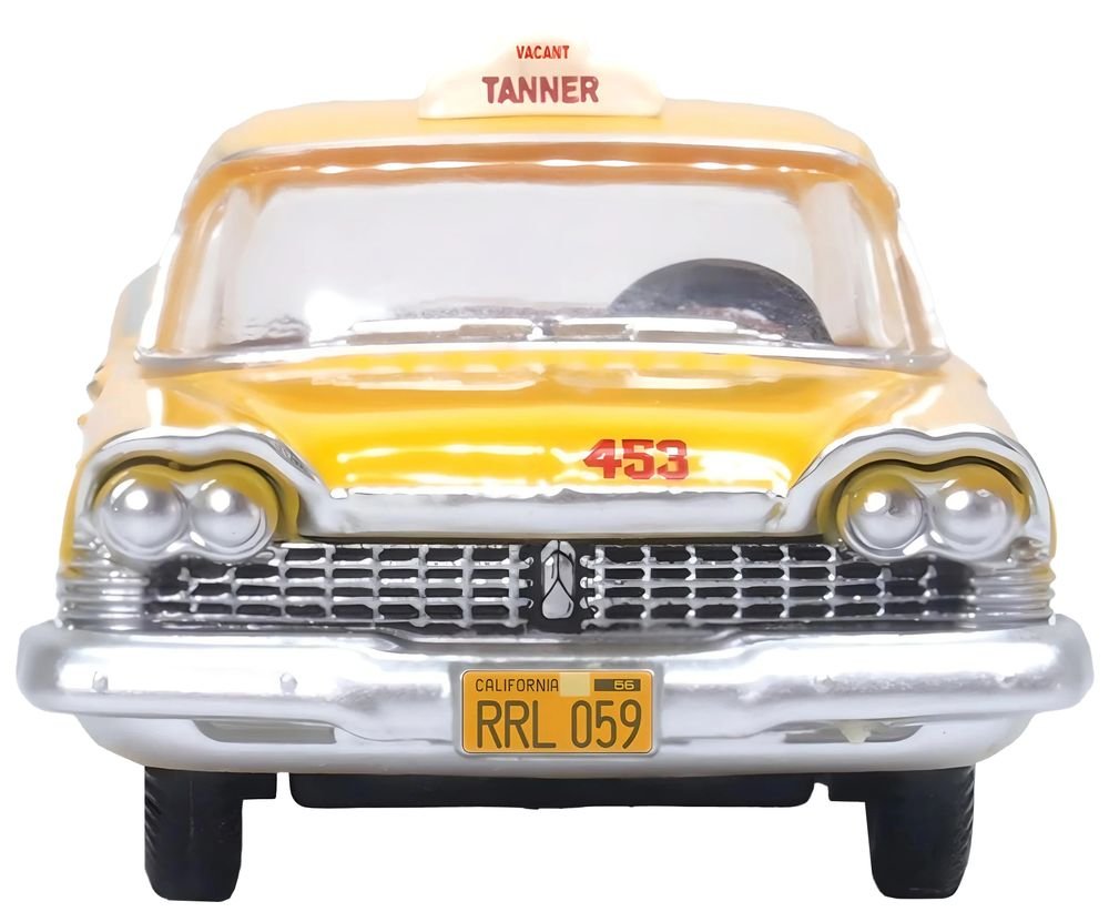 1959 Plymouth Belvedere Taxi Yellow "Tanner Yellow Cab Co." 1/87 (HO) Scale Diecast Model Car by Oxford Diecast view 4