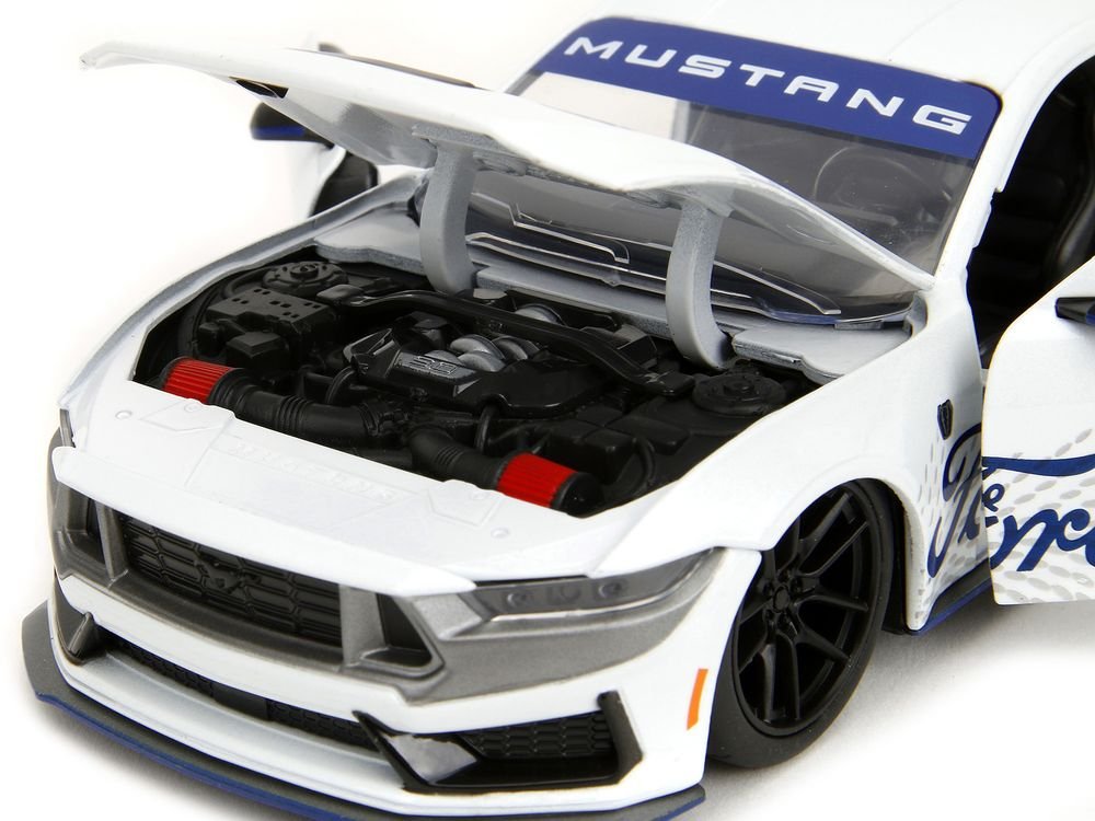 2024 Ford Mustang Dark Horse White with "Mustang Horse Graphics" "Bigtime Muscle" Series 1/24 Diecast Model Car by Jada view 3