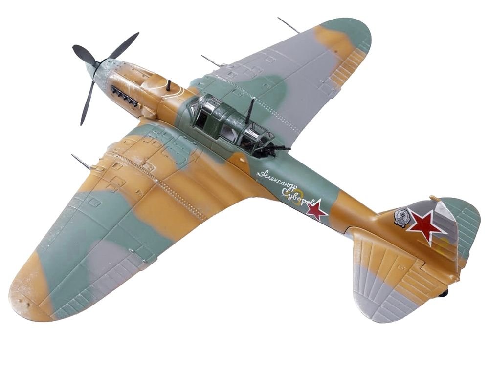 Ilyushin IL-2 Shturmovik Aircraft Camouflage "Alexander Suvorov Hero of the Soviet Union Lieutenant V.T. Aleksuhin 167th Guards Air Regiment 617 ShAP" (1943) Soviet Air Force 1/72 Diecast Model Airplane by Legion view 3