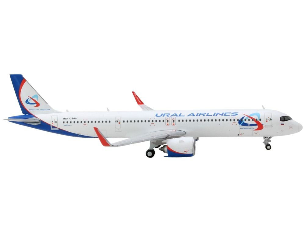 Airbus A321neo Commercial Aircraft "Ural Airlines" White with Blue Tail 1/400 Diecast Model Airplane by GeminiJets view 2