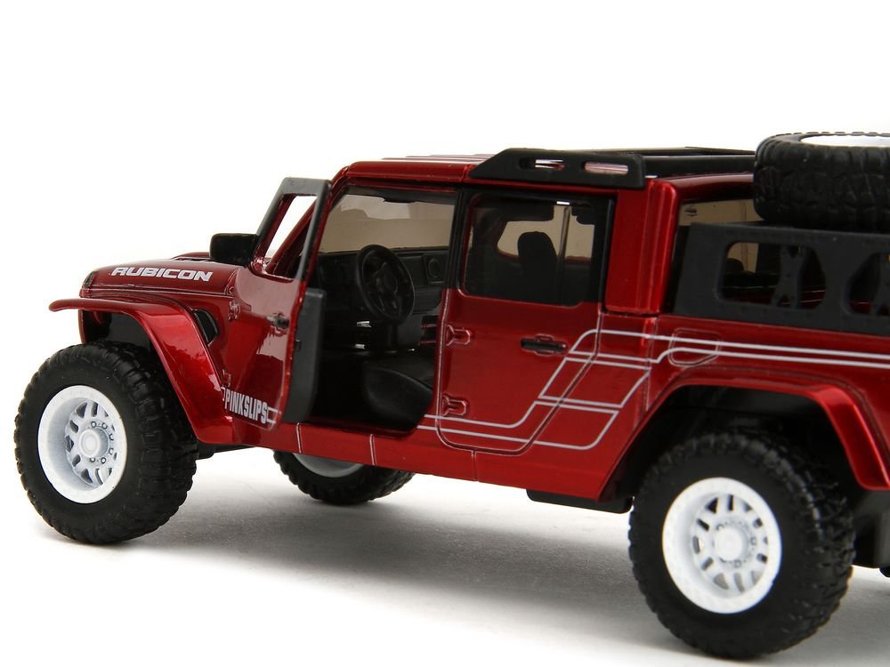 2020 Jeep Gladiator Pickup Truck Candy Red "Pink Slips" Series 1/32 Diecast Model Car by Jada view 2