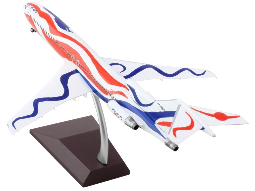 Boeing 727-200 Commercial Aircraft "Braniff International Airways - Calder Bicentennial Livery" White with Red and Blue Stripes "Gemini 200" Series 1/200 Diecast Model Airplane by GeminiJets view 3