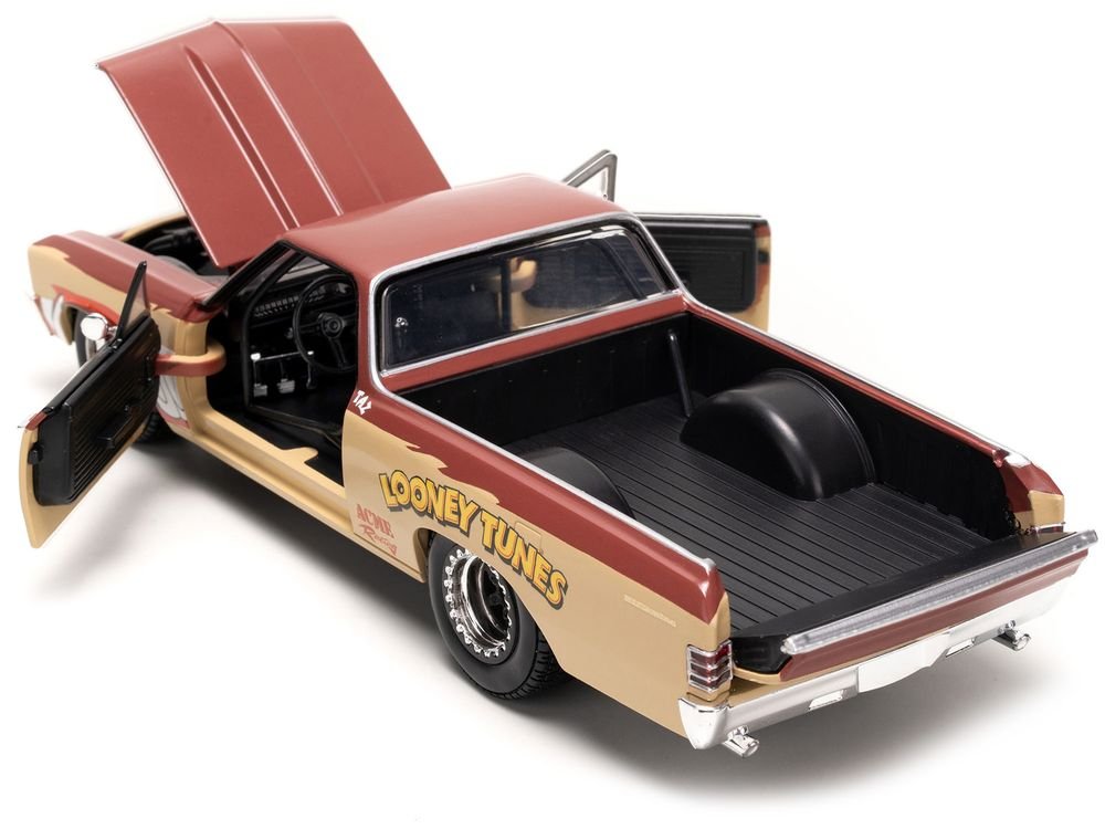 1967 Chevrolet El Camino Brown and Beige with Graphics and Tasmanian Devil (Taz) Diecast Figure "Looney Tunes" "Hollywood Rides" Series 1/24 Diecast Model Car by Jada view 4
