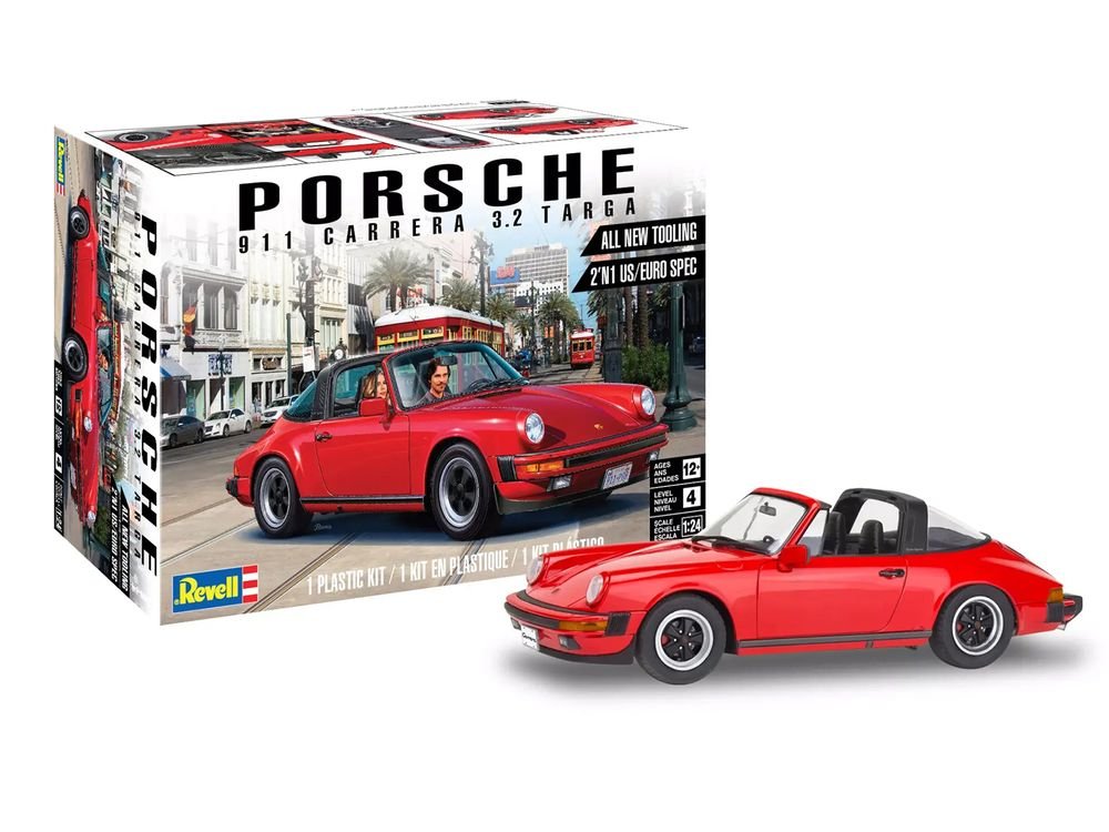 Level 4 Model Kit Porsche 911 Carrera 3.2 Targa 2-in-1 Kit 1/24 Scale Model by Revell view 2