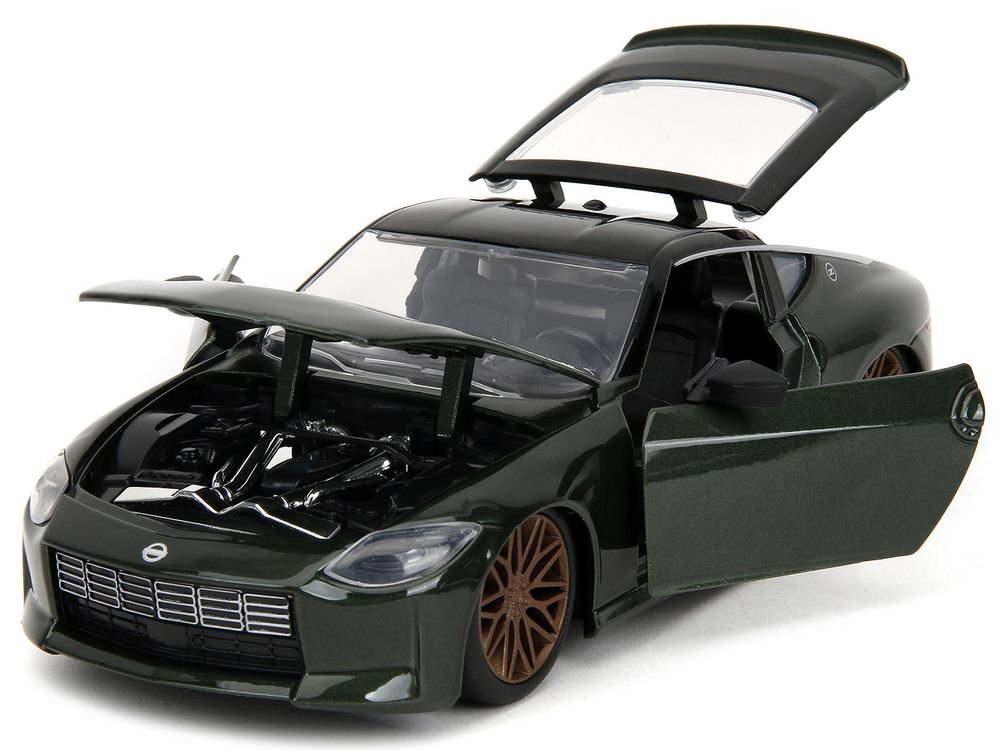 2023 Nissan Z Dark Green Metallic with Black Top "Fast X" (2023) Movie "Fast & Furious" Series 1/24 Diecast Model Car by Jada view 2