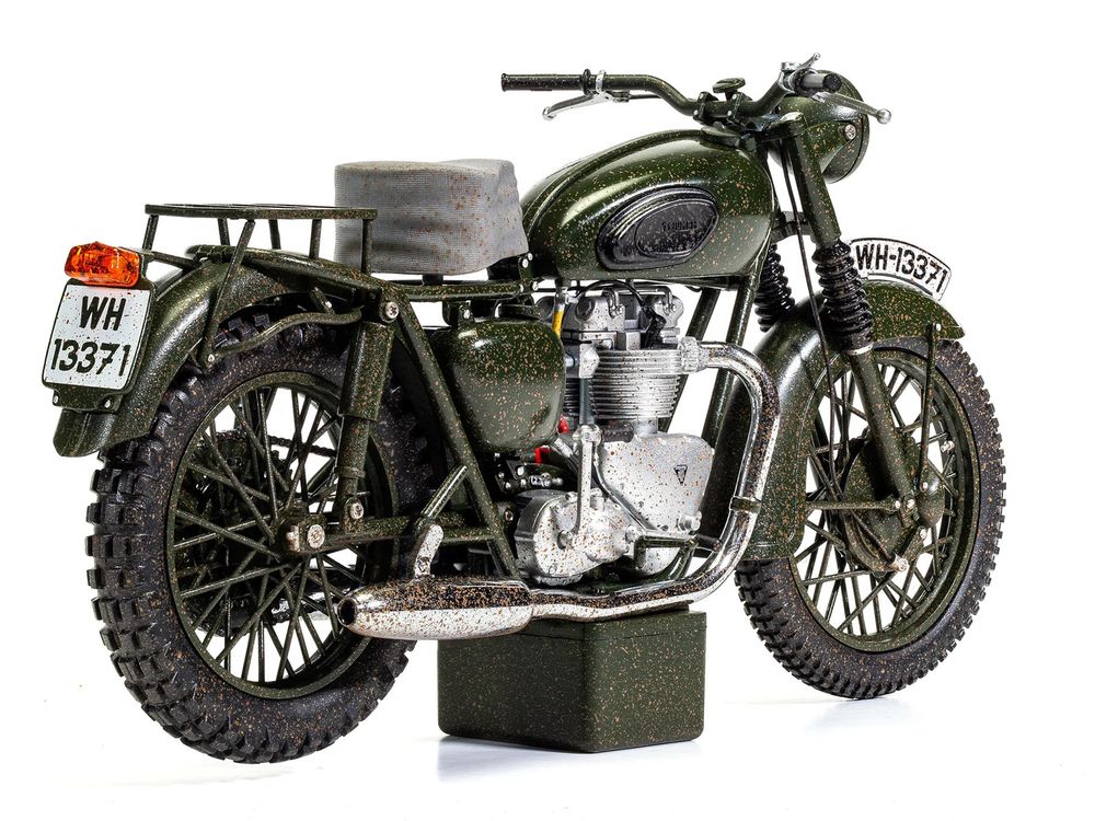 Triumph TR6 Trophy Motorcycle Dark Green (Weathered) "The Great Escape" (1963) Movie Diecast Model by Corgi view 3