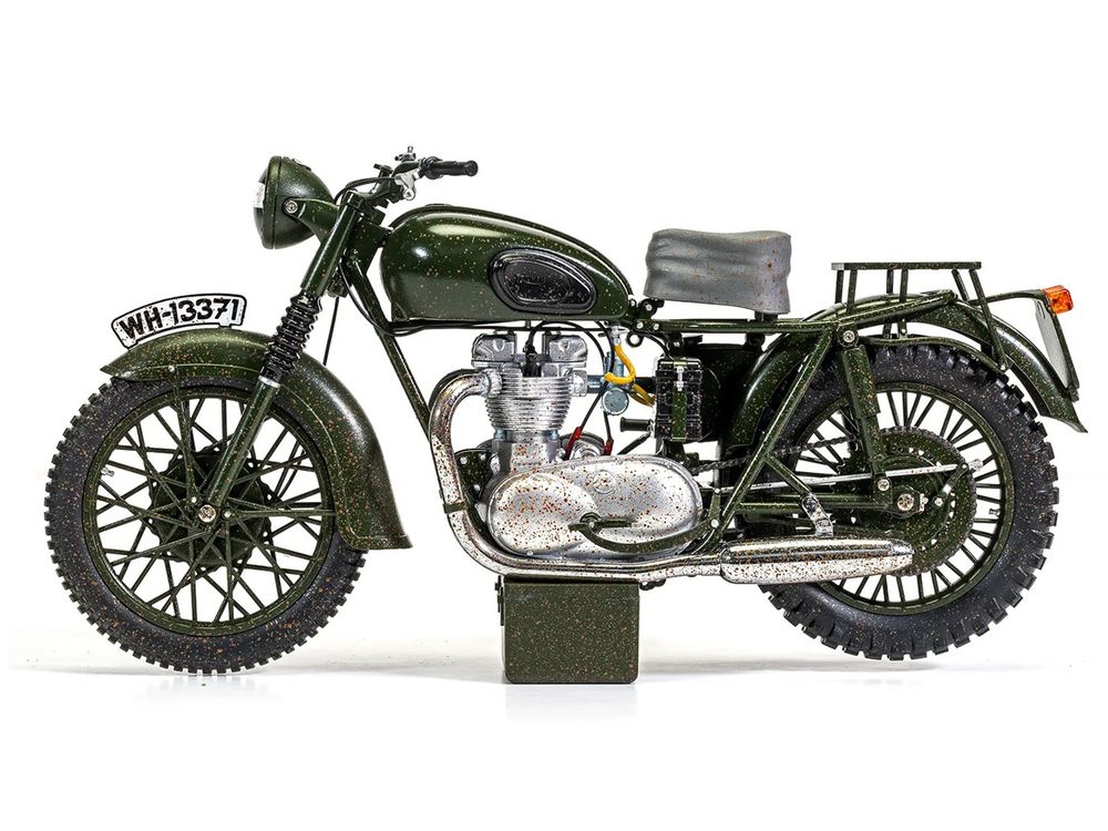 Triumph TR6 Trophy Motorcycle Dark Green (Weathered) "The Great Escape" (1963) Movie Diecast Model by Corgi view 4