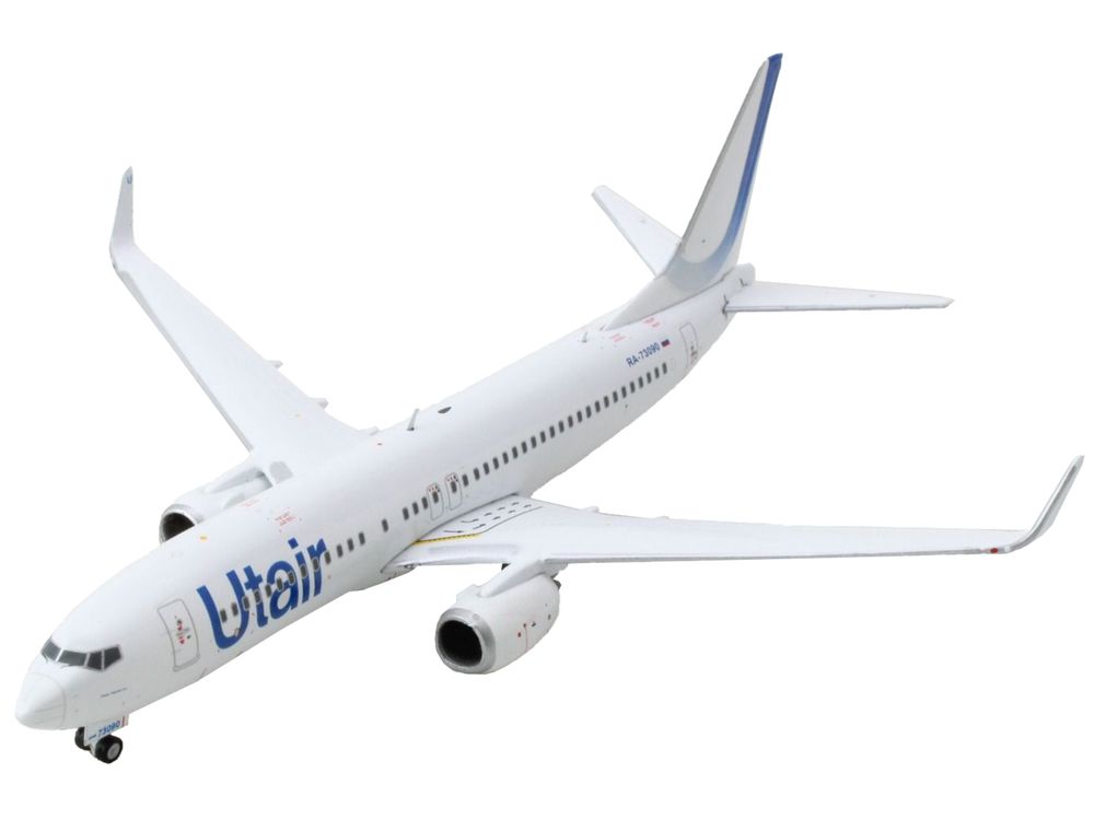 Boeing 737-800 Commercial Aircraft "Utair" White with Blue Tail Stripes 1/400 Diecast Model Airplane by GeminiJets view 3