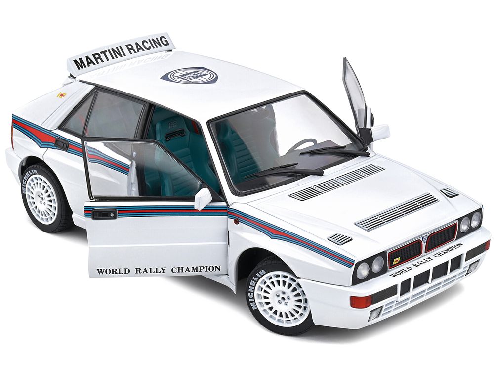 1992 Lancia Delta HF Integrale Evo 1 Martini 6 White with Blue and Red Stripes "World Rally Champion - Martini Racing" 1/18 Diecast Model Car by Solido view 2