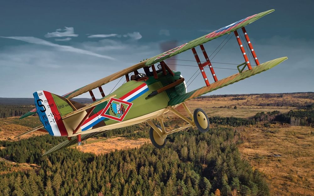 SPAD S.XIII Aircraft "Captain Robert Soubiran 103rd Aero Squadron USAS Foucaucourt Aerodrome France" (1918) United States Army Air Service "The Aviation Archive" Series 1/48 Diecast Model by Corgi view 2