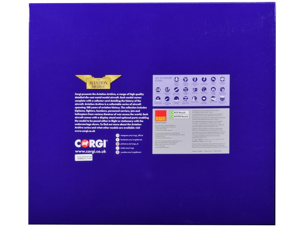 SPAD S.XIII Aircraft "Captain Robert Soubiran 103rd Aero Squadron USAS Foucaucourt Aerodrome France" (1918) United States Army Air Service "The Aviation Archive" Series 1/48 Diecast Model by Corgi view 3