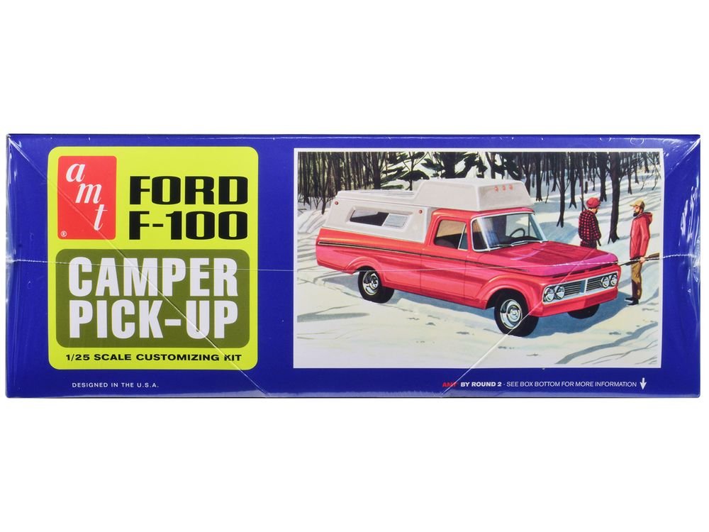 Skill 2 Model Kit 1963 Ford F-100 Camper Pickup Truck 3-in-1 Kit 1/25 Scale Model by AMT view 2