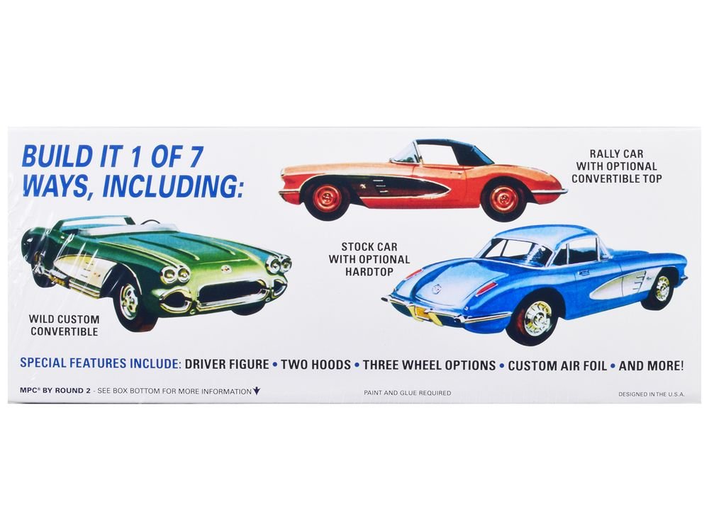 Skill 2 Model Kit 1960 Chevrolet Corvette 7-in-1 Kit 1/25 Scale Model by MPC view 2