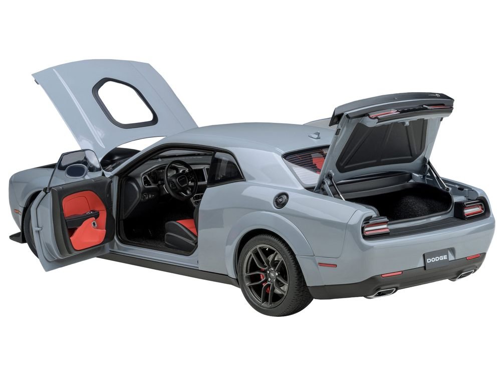 2022 Dodge Challenger R/T Scat Pack Widebody Smoke Show Gray 1/18 Model Car by Autoart view 2