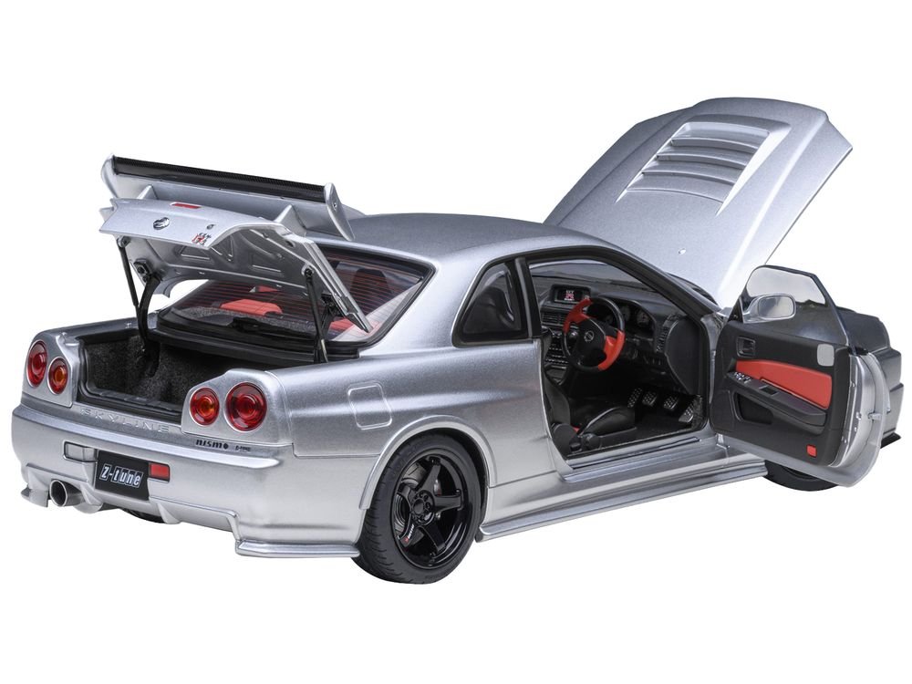 Nissan Nismo R34 GT-R Z-TUNE RHD (Right Hand Drive) Silver Metallic 1/18 Model Car by Autoart view 2