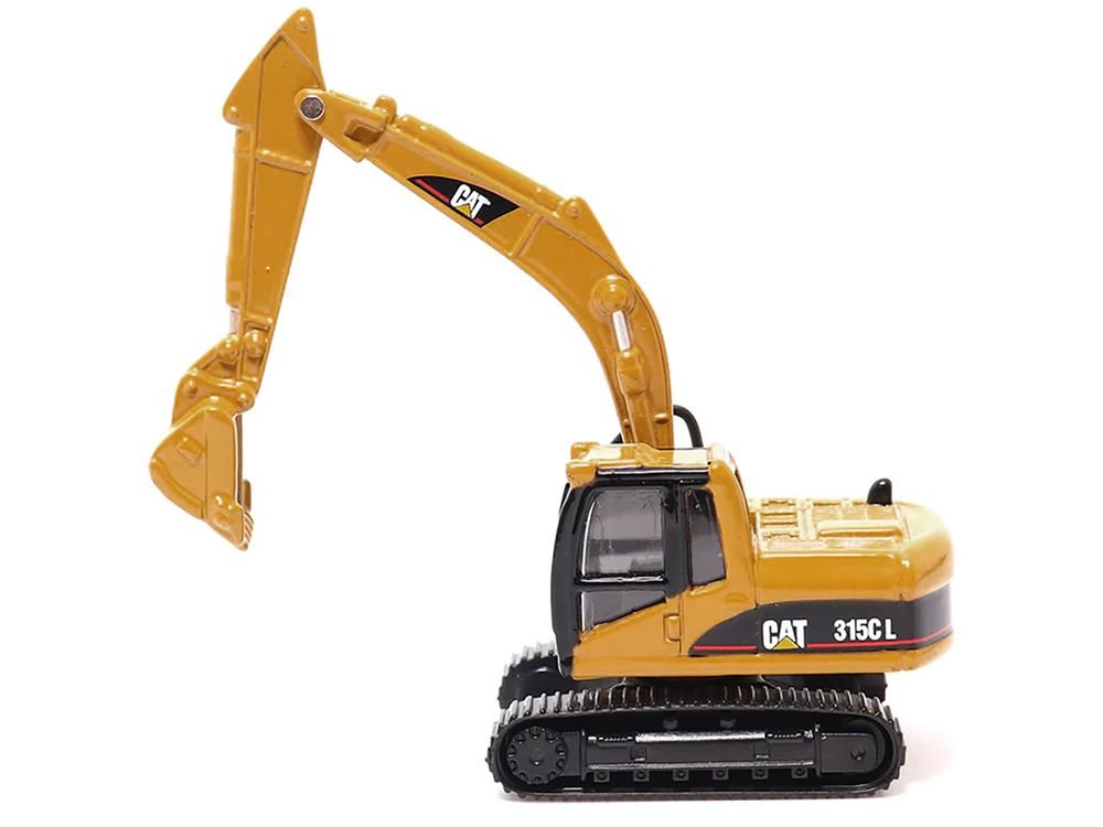 CAT Caterpillar CT660 Day Cab Tractor Blue Metallic with Lowboy Trailer and CAT 315C L Hydraulic Excavator Yellow 1/87 (HO) Diecast Model by Diecast Masters view 4