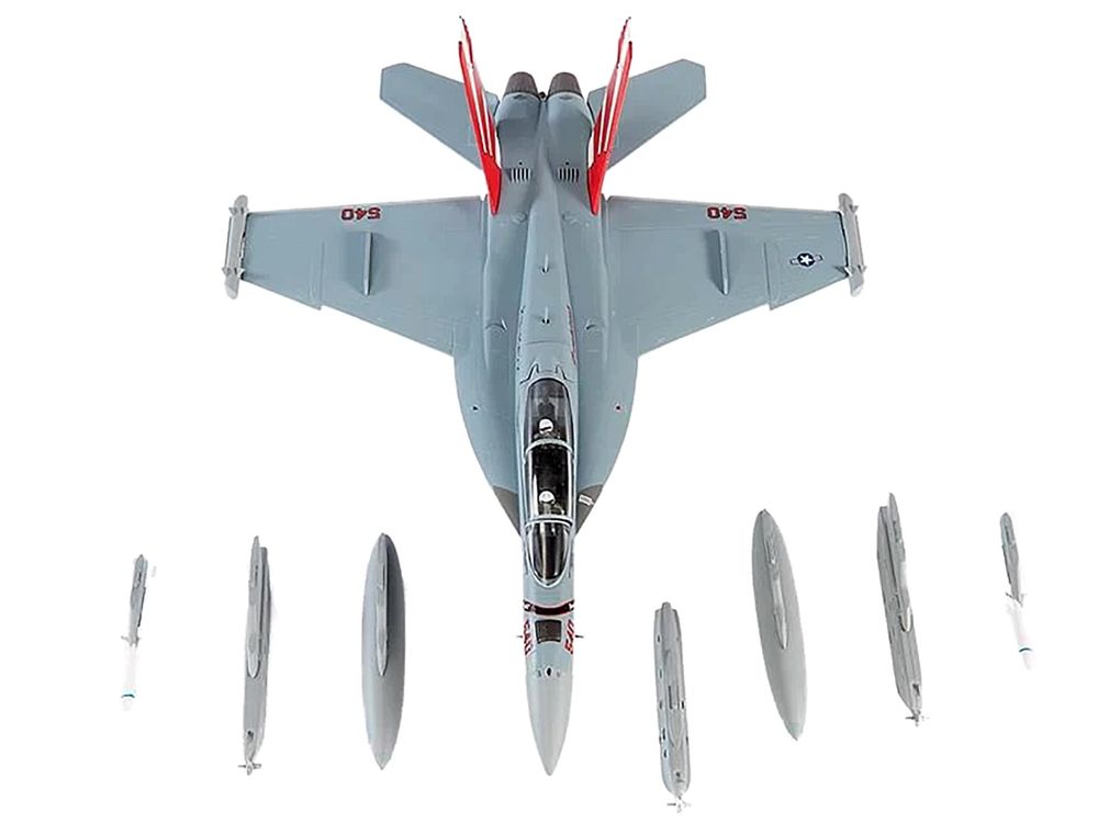 Boeing EA-18G Growler Aircraft "VAQ-132 Scorpions" United States Navy 1/72 Diecast Model by JC Wings view 5