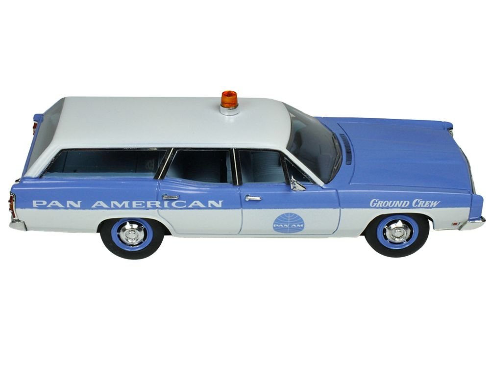 1970 Ford Galaxie Station Wagon Blue and White with Blue Interior "Pan-American Airlines Ground Crew" Limited Edition to 180 pieces Worldwide 1/43 Model Car by Goldvarg Collection view 2