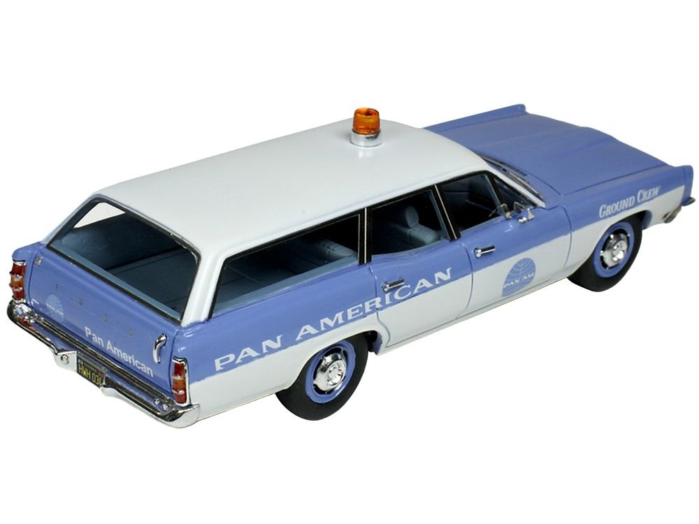 1970 Ford Galaxie Station Wagon Blue and White with Blue Interior "Pan-American Airlines Ground Crew" Limited Edition to 180 pieces Worldwide 1/43 Model Car by Goldvarg Collection view 3