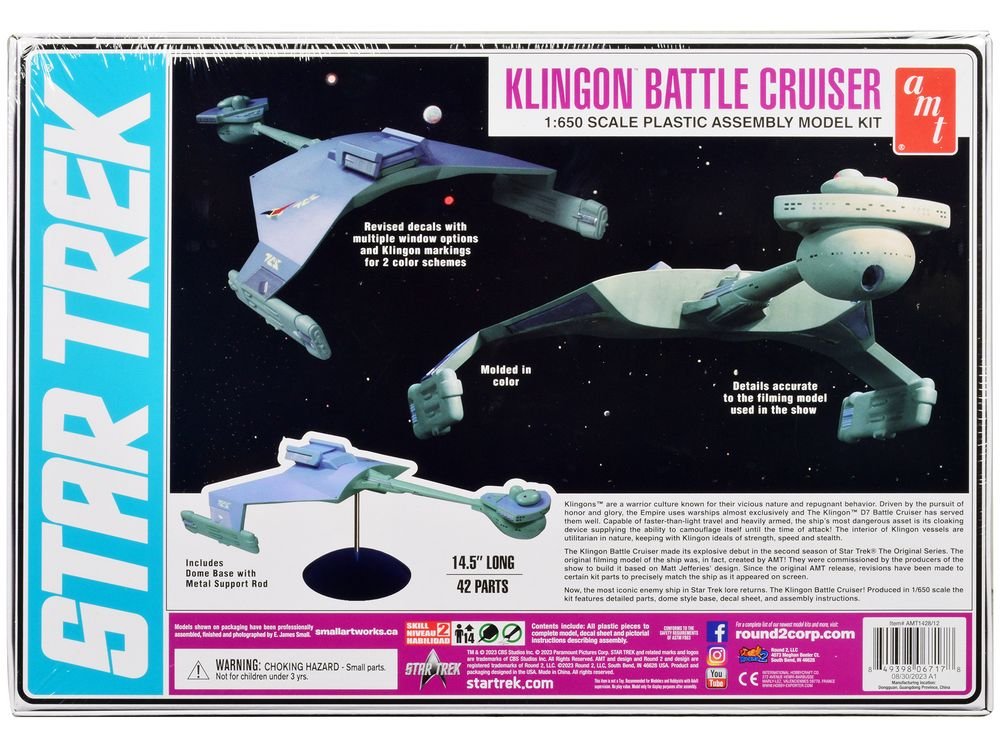 Skill 2 Model Kit "Klingon Warrior Empire" Alien Battle Cruiser "Star Trek" (1966-1969) TV Series 1/650 Scale Model by AMT view 4