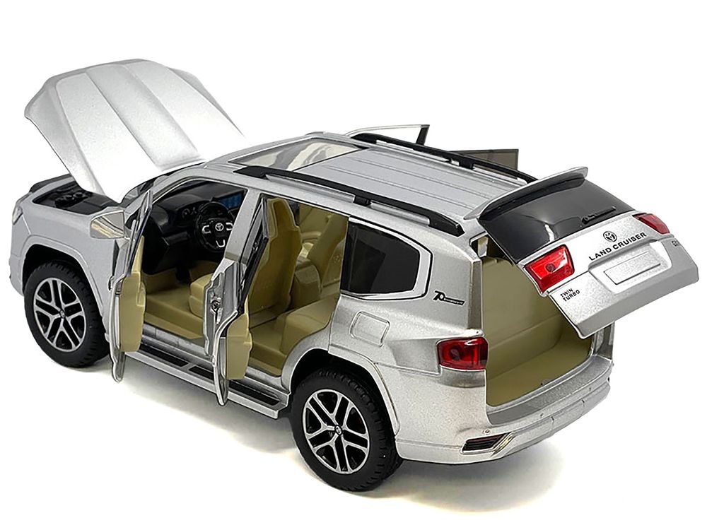 Toyota Land Cruiser Silver Metallic with Sun Roof 1/24 Diecast Model Car view 2