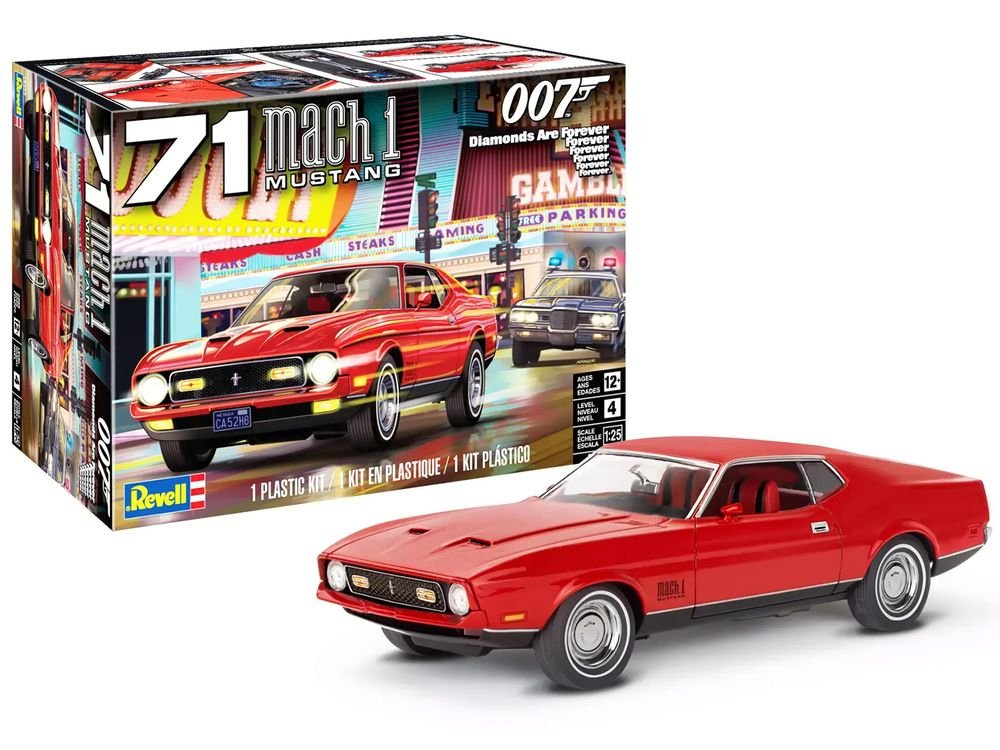 Level 4 Model Kit 1971 Ford Mustang Mach 1 James Bond 007 "Diamonds Are Forever" (1971) Movie 1/25 Scale Model by Revell view 2