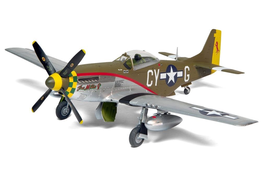 Level 2 Model Kit North American P-51D Mustang Fighter Aircraft with 2 Scheme Options 1/48 Plastic Model Kit by Airfix view 2