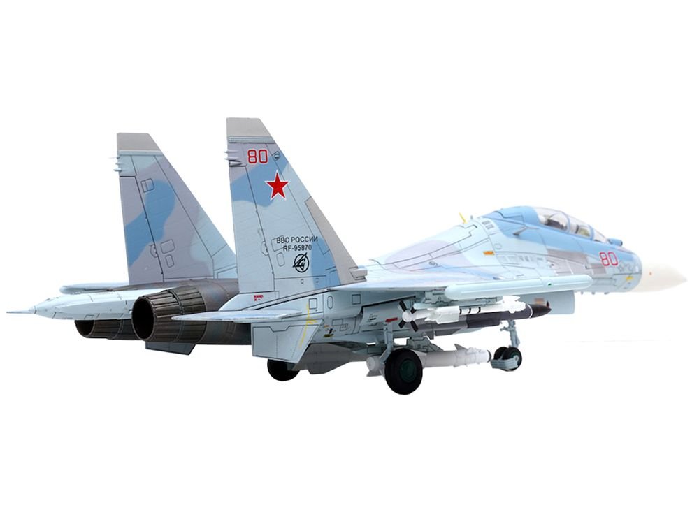 Sukhoi Su-30M2 Flanker-C Fighter Aircraft #80 "Russian Air Force" "Wing" Series 1/72 Diecast Model by Panzerkampf view 3