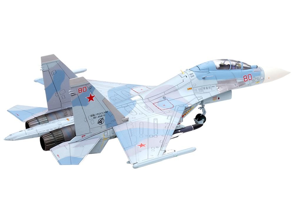 Sukhoi Su-30M2 Flanker-C Fighter Aircraft #80 "Russian Air Force" "Wing" Series 1/72 Diecast Model by Panzerkampf view 4