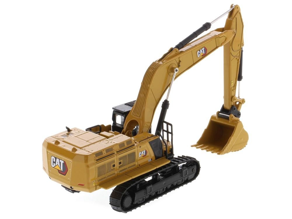 CAT Caterpillar 395 Next-Generation Hydraulic Excavator (General Purpose Version) Yellow with Additional Tools "High Line Series" 1/87 (HO) Diecast Model by Diecast Masters view 4