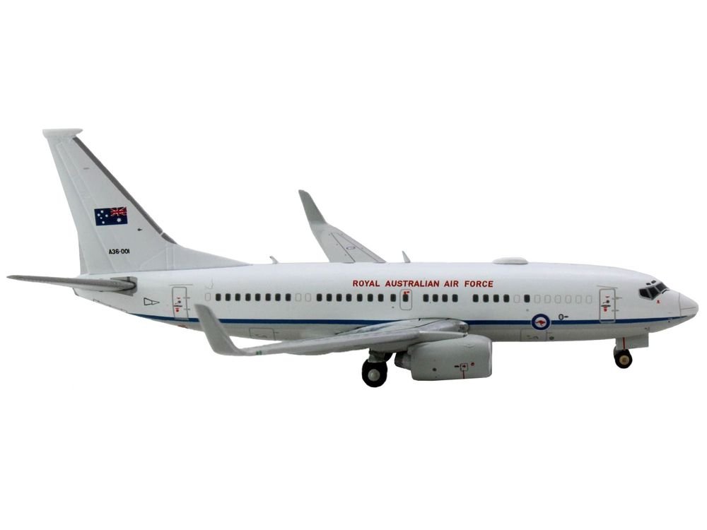 Boeing 737-700 Aircraft "Royal Australian Air Force" (A36-001) White with Blue Stripes "Gemini Macs" Series 1/400 Diecast Model Airplane by GeminiJets view 2