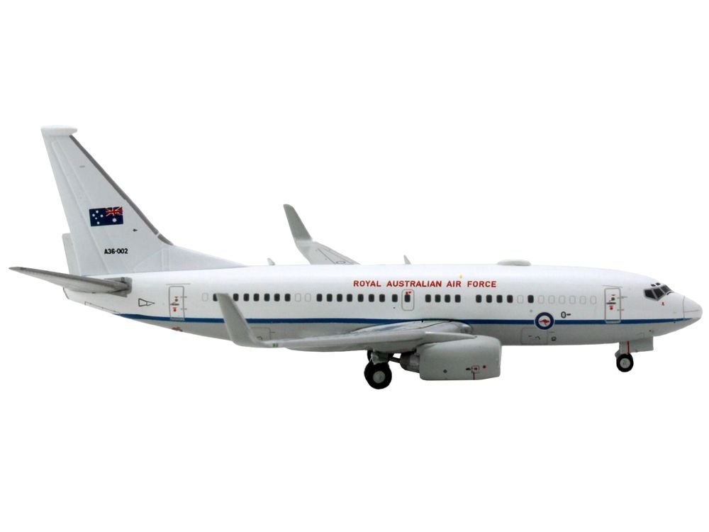 Boeing 737-700 Aircraft "Royal Australian Air Force" (A36-002) White with Blue Stripes "Gemini Macs" Series 1/400 Diecast Model Airplane by GeminiJets view 2