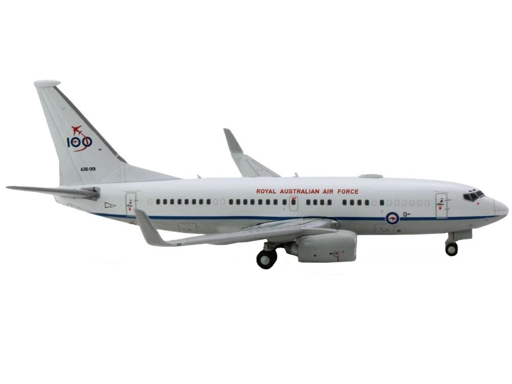 Boeing 737-700 Aircraft "Royal Australian Air Force 100th Anniversary" (A36-001) White with Blue Stripes "Gemini Macs" Series 1/400 Diecast Model Airplane by GeminiJets view 2