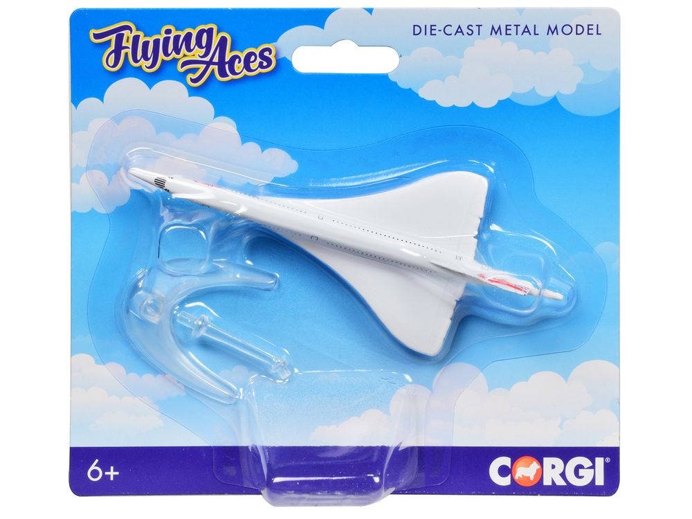 BAe/Aerospatiale Concorde Commercial Aircraft "British Airways" White "Flyin Aces" Series Diecast Model by Corgi view 2