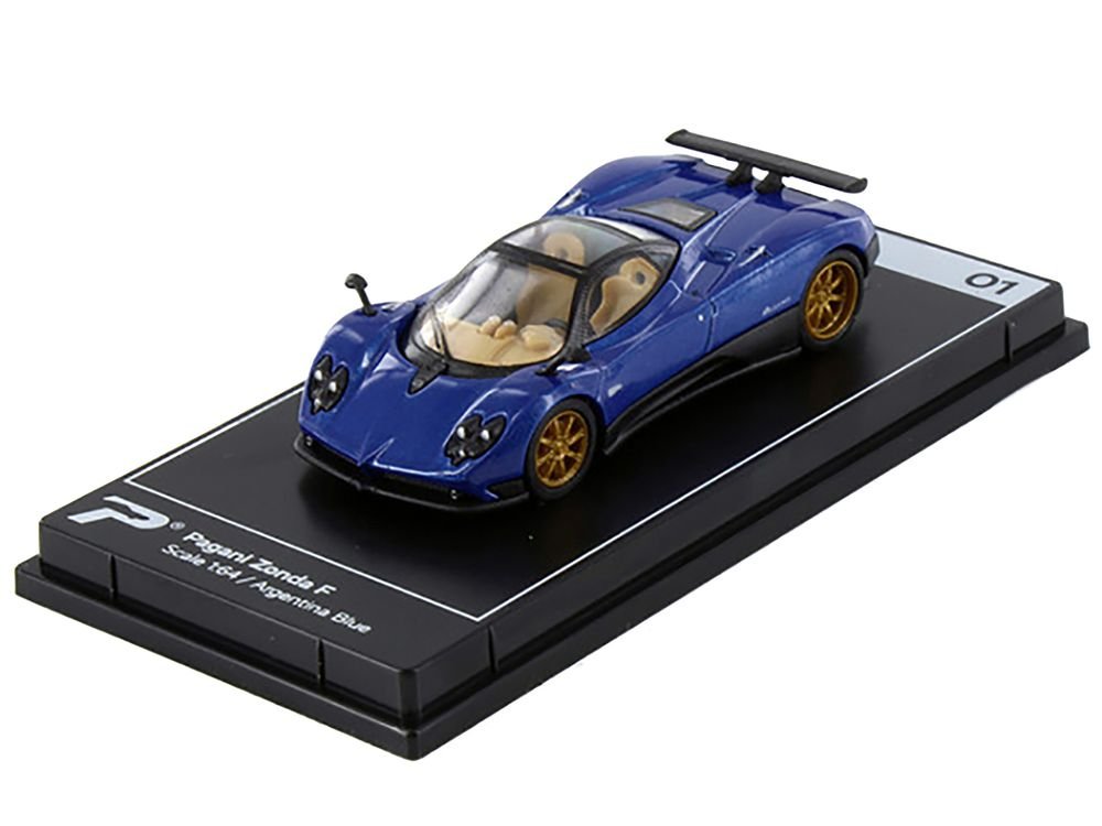 Pagani Zonda F Argentina Blue Metallic "Hypercar League Collection" 1/64 Diecast Model Car by PosterCars view 2